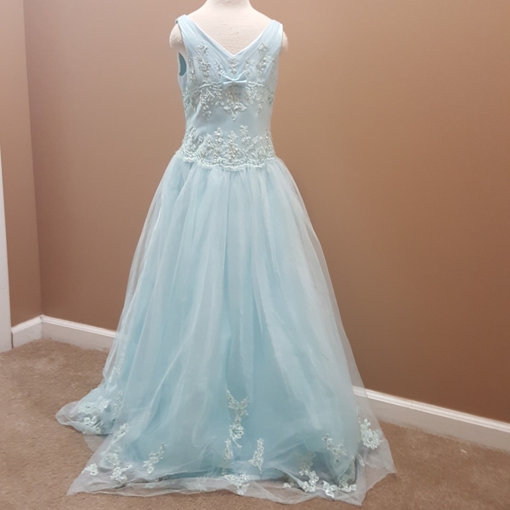 Light blue girls pageant gown